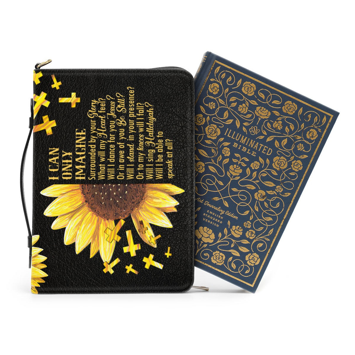 I Can Only Imagine Leather Book Cover, Personalized Stunning Sunflower Bible Cover, Religious Gift For Christians, Christian Gift, Bible Covers Jesus Gifts
